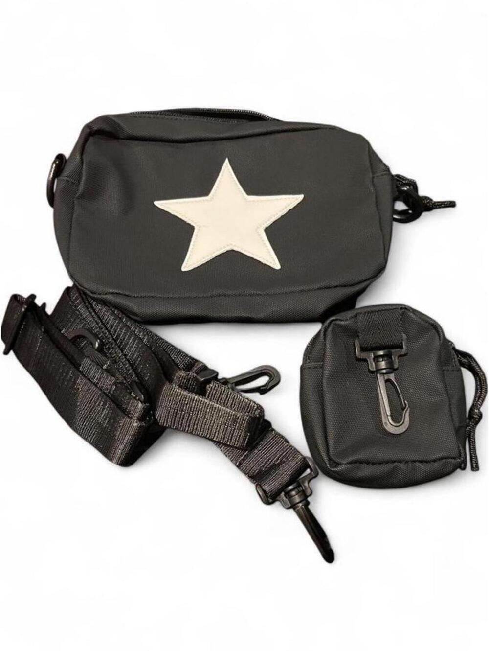 Small crossbody / shoulder bag, Black with white star on front